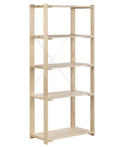 Scaffale 'nova' con 5 piani regolabili in legno di pino, 76,5x38,5x174,5 cm